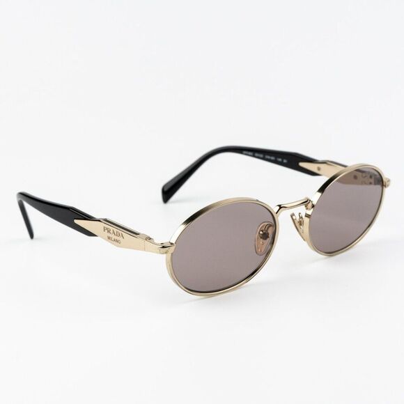 NEW Prada PR65ZS ZVN20I Pale Gold Purple Brown Oval Metal Unisex Sunglasses - Picture 5 of 11